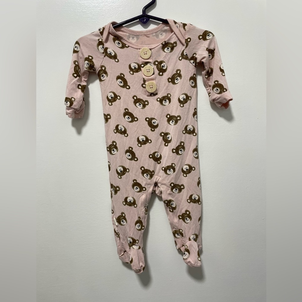 Milkberry Cozy Pink Bear Print Footie for Kids